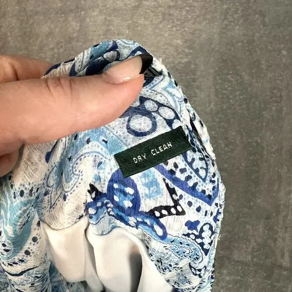 Ralph Lauren Tiered Maxi Skirt Womens S Blue Paisley 100% Silk Bohemian Gypsy - Picture 3 of 9